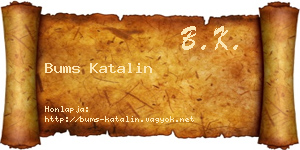 Bums Katalin névjegykártya